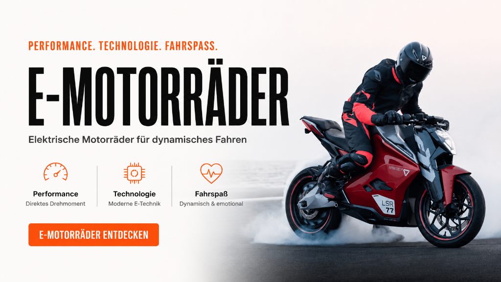 E-Motorräder bei eRide Hub München: Performance, Technologie, Fahrspaß. Elektrische Motorräder für dynamisches Fahren. Direktes Drehmoment, moderne E-Technik.